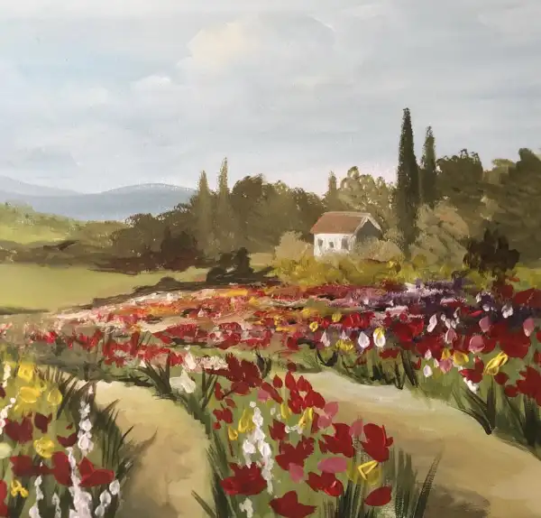 Poppy Meadow In The Style of Monet