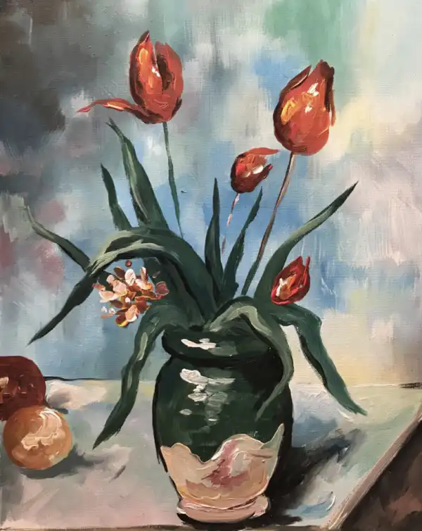 Tulips in the style of Cezanne