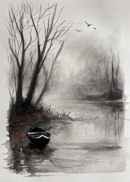 Autumn River Watercolour